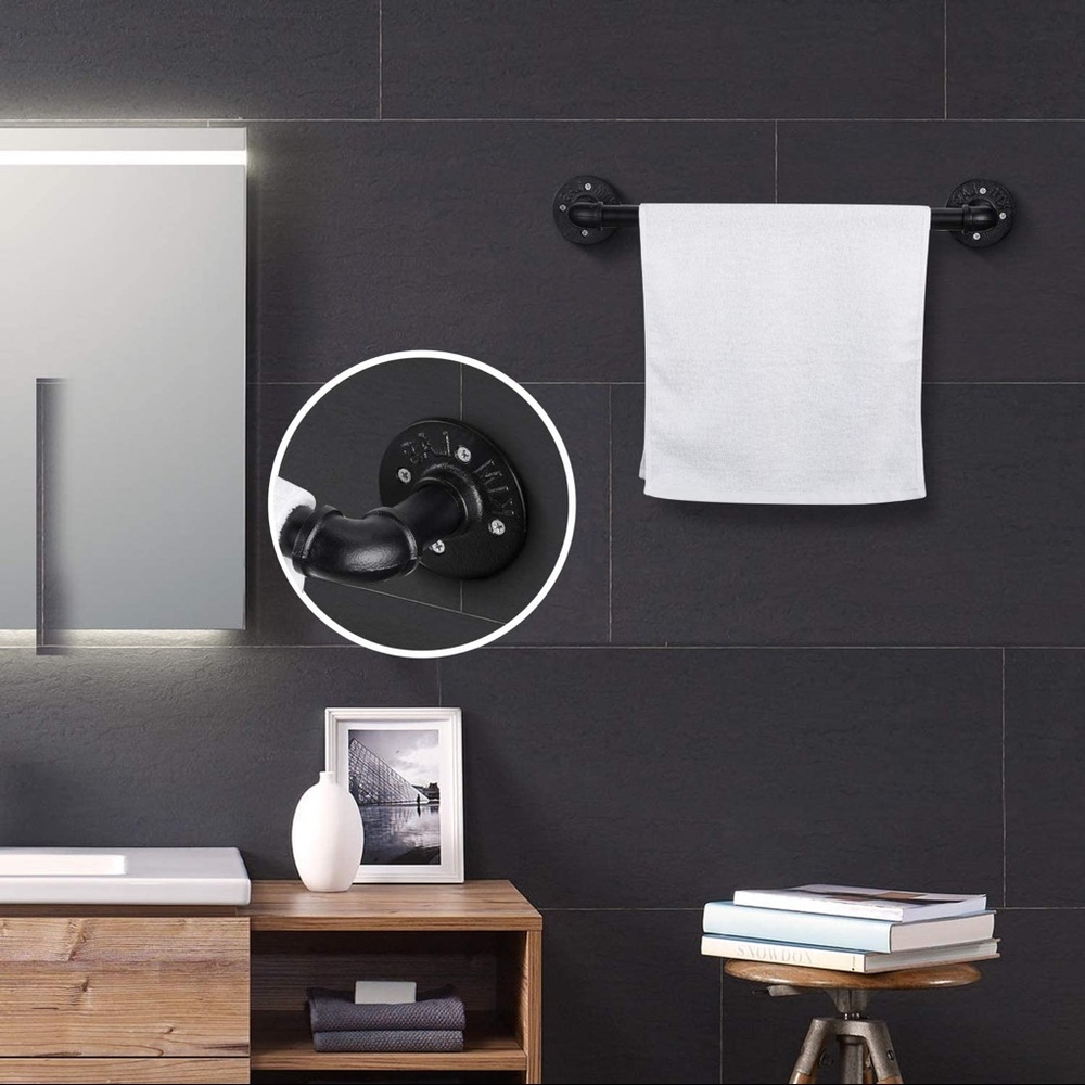 Industrial, rustic bathroom towel bar